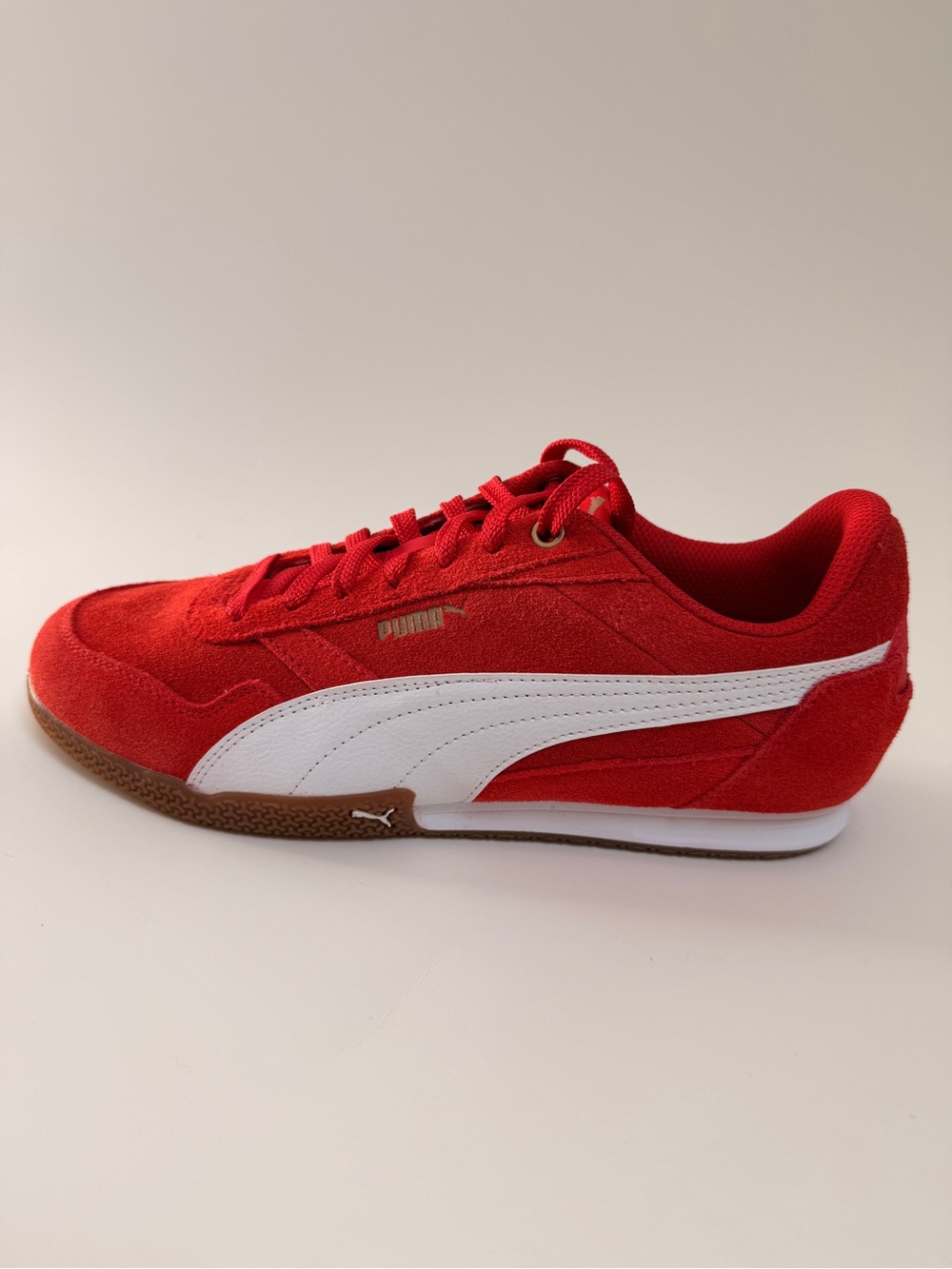Puma Bella Donna Sd Red Suede Sneaker with White Formstrip
